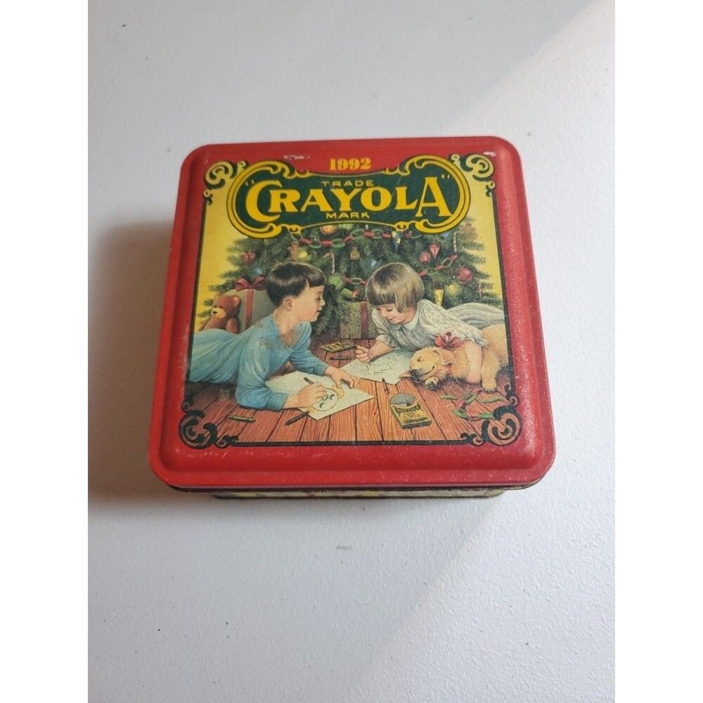 Crayola Crayon Christmas Collectible Holiday Tin Kids Vintage 1992 Empty
